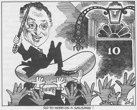 Cartoon of Jim Hacker becoming PM (Party Games)